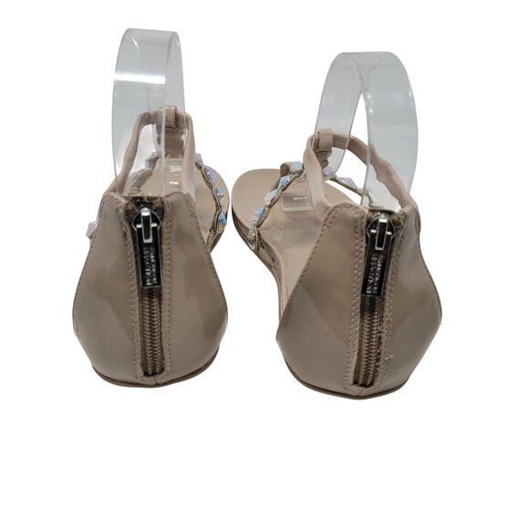 Kenneth Cole Reaction‎ Slim Key Sandals Sz 6 Nude Rhinestone T-Strap Glam Formal - Picture 9 of 12